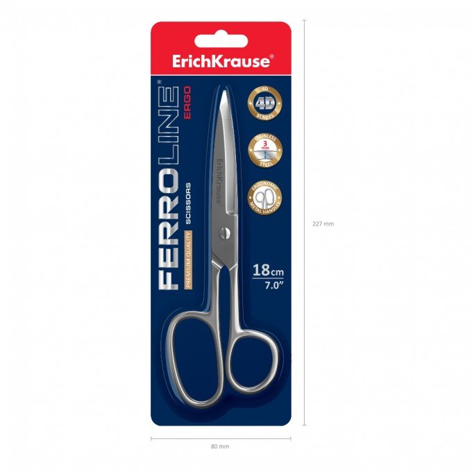 Forbici ErichKrause Ferro Full Metal 18 cm – Blister 1 pz – Lame 4D in Acciaio Inox
