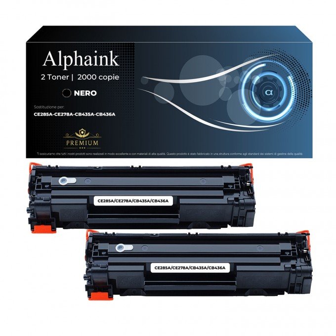 2 Toner Hp CE285A-CE278A-CB435A-CB436A Nero Compatibile