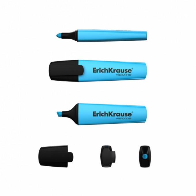 1 Evidenziatore fluorescente Erichkrause Visioline V-12 - Punta smussata - Inchiostro a base d'acqua - Colore blu