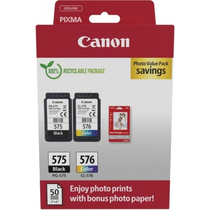 Cartucce Originali Canon PG-575XL BK + CL 576XL C 