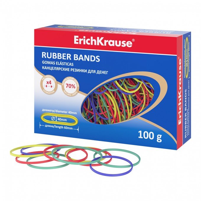 Elastici ErichKrause 40 mm x 60 mm – Colori Assortiti – Scatola da 100 g