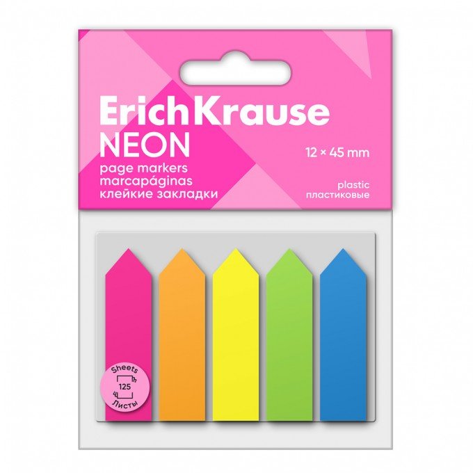 Segna pagina ErichKrause Frecce neon, 12х45 mm, 125 fogli, 5 colori