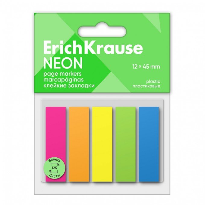 Segna pagina ErichKrause Neon, 12х45 mm, 125 fogli, 5 colori