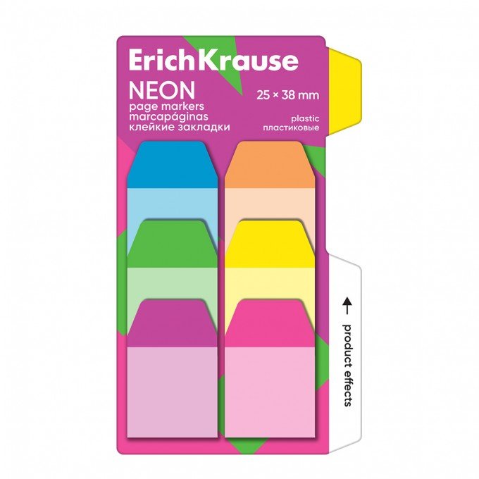 Segna pagina ErichKrause Neon, 25X38 mm, 60 fogli, 6 colori