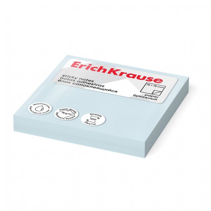 Post it - Sticky notes ErichKrause 75х75 mm, 100 fogli, Blu