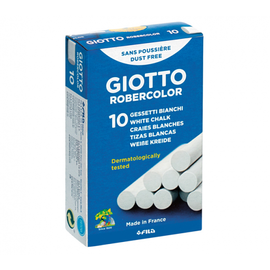 Giotto Robercolor Confezione da 10 Gessetti Rotondi Bianchi - Dermatologicamente Testati - Compatti e Resistenti