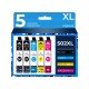 5 Cartucce Epson T502XL C13T02W64020 Nero + Colore Compatibili