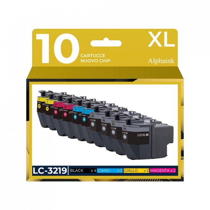 10 Cartucce Brother LC-3219 Nera + Colore Compatibili 