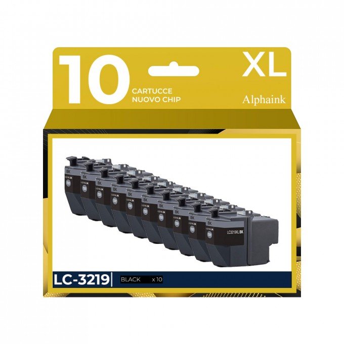 10 Cartucce Brother LC-3219BK Nera Compatibili 