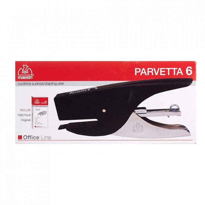 Cucitrice Maestri a pinza Parvetta 6 - punti metallici 6/4 - 6 colori assortiti - cuce fino a 12 fogli