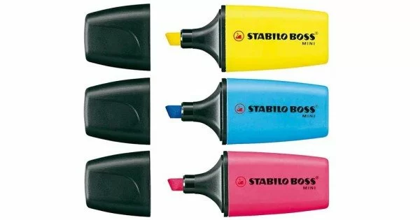 Evidenziatore-Stabilo-Boss-Original-Mini-Confezione-da-3-Colori -Giallo-Rosa-Azzurro