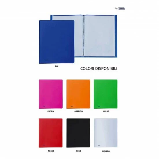 Portalistino-Favorit-Formato-A4-20-Buste-Trasparenti -Finitura-in-Buccia-d'Arancia-Colore-Blu