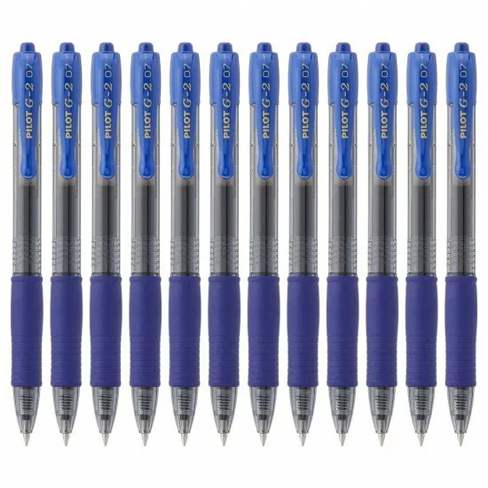 Pilot-G-2-Penna-Roller-a-Inchiostro-Gel-a-Scatto-Confezione-da-12-Penne -Colore-Blu