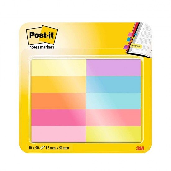 Post it Segnapagina in Carta 10 Colori Assortiti 12.7 x 44 mm 50 Segnapagina per Ogni Colore