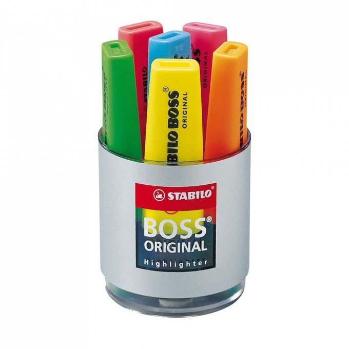 Evidenziatore Stabilo Boss Original Confezione da 6 Colore Giallo Blu Verde Rosso Arancio Rosa