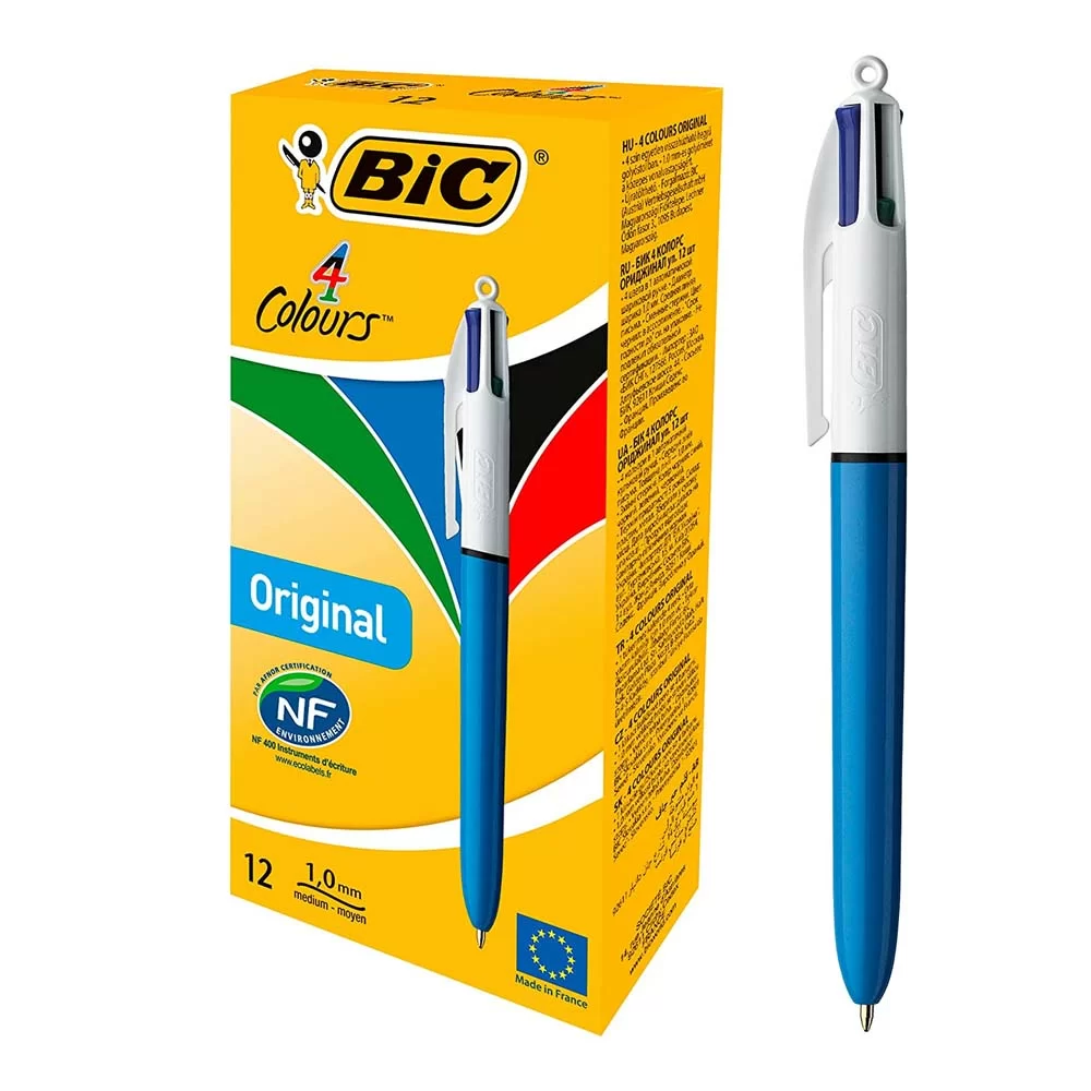 BIC - 964775 - Scatola 12 penna sfera scatto 4 colori shine - 3086123537637