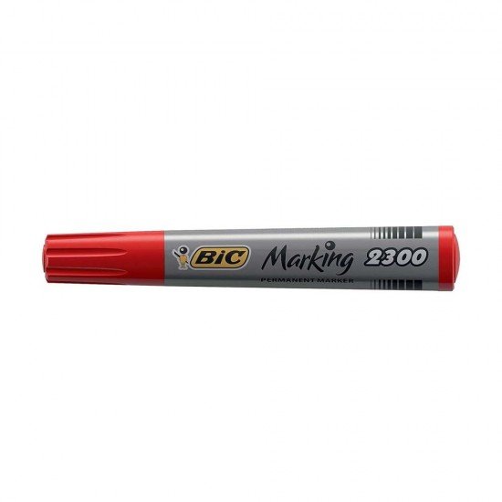 BIC Marking 2300 Pennarello Permanente Colore Rosso Punta Resistente 3.7 5.5 mm Confezione da 12 Marcatori