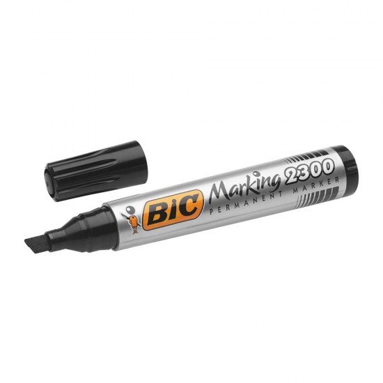 BIC Marking 2300 Pennarello Permanente Colore Nero Punta Resistente 3.7 5.5 mm Confezione da 12 Marcatori