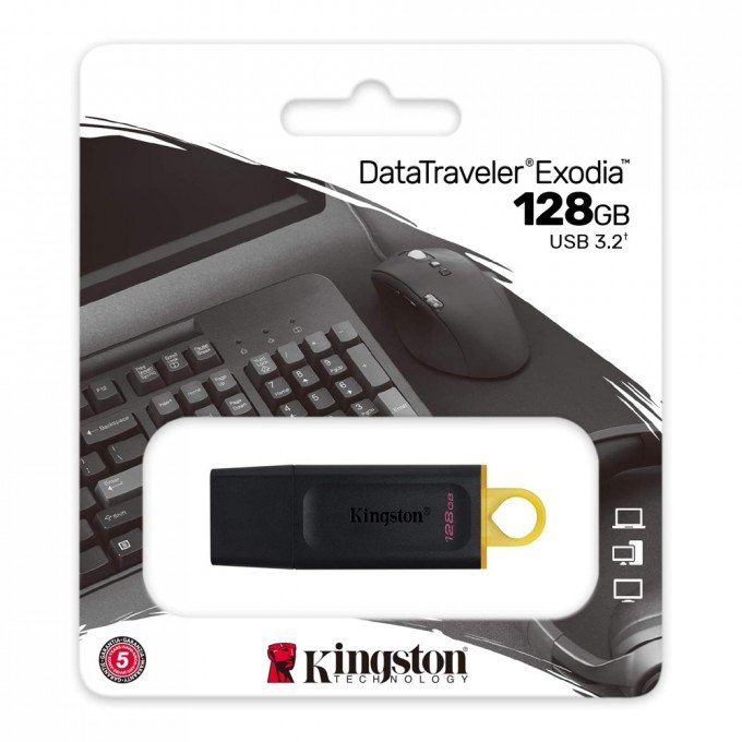 Chiavetta USB 3.2 Pen Drive Kingstone 128GB DataTraveler Exodia per Archiviazione Dati Colore Nero