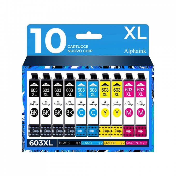 10 Cartucce Epson T603XL C13T03A64020 Nero + Colore Compatibili