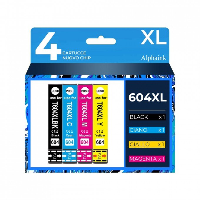 4 Cartucce Epson T604XL C13T10H14010 Nero + Colore Compatibili 