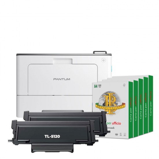 Stampante Pantum BP5100DW con WiFi, Stampa Fronte Retro Automatica, 2 Toner TL-5120 5 Risme di Carta A4 75gr