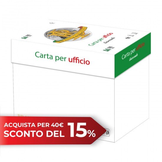 Carta A4 per ufficio 75 gr - Brand Italiano Made in Italy 5 risme