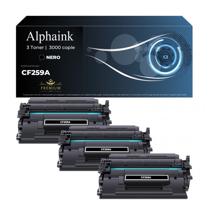 3 Toner HP CF259A 59A Nero NO CHIP Compatibile