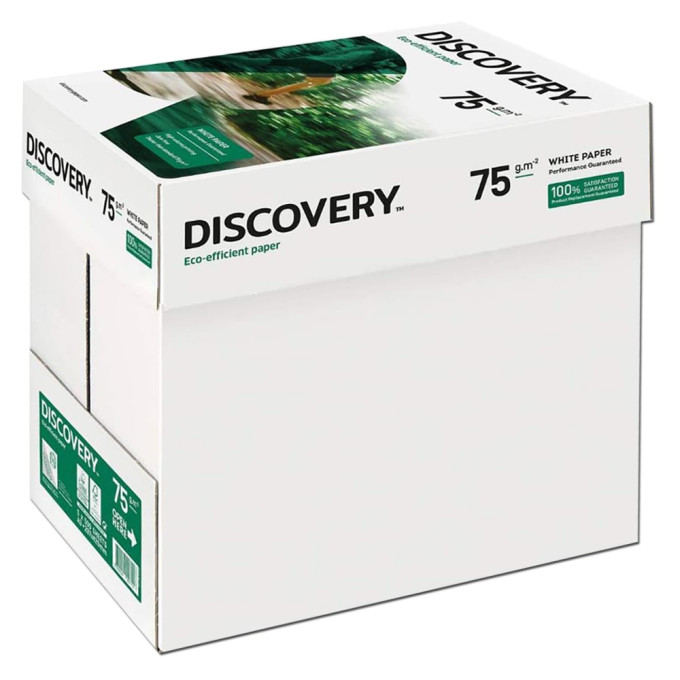 Carta A4 75 gr  Discovery Navigator - 5 Risme Per Stampante, Ufficio, Fotocopie, Multiuso - Bianca