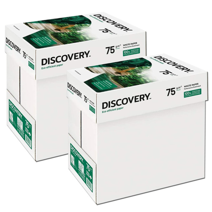 Carta A4 75 gr Discovery Navigator - 10 Risme Per Stampante, Ufficio, Fotocopie, Multiuso - Bianca