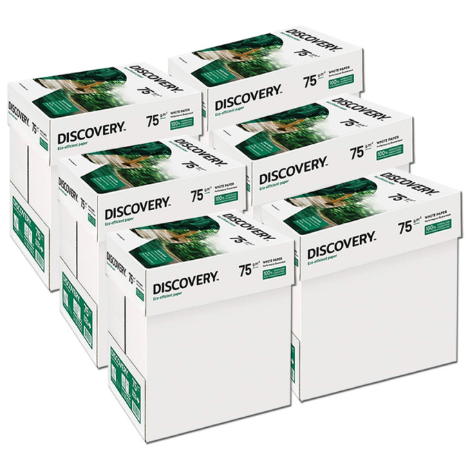 Carta A4 75 gr Discovery Navigator - 30 Risme Per Stampante, Ufficio, Fotocopie, Multiuso - Bianca