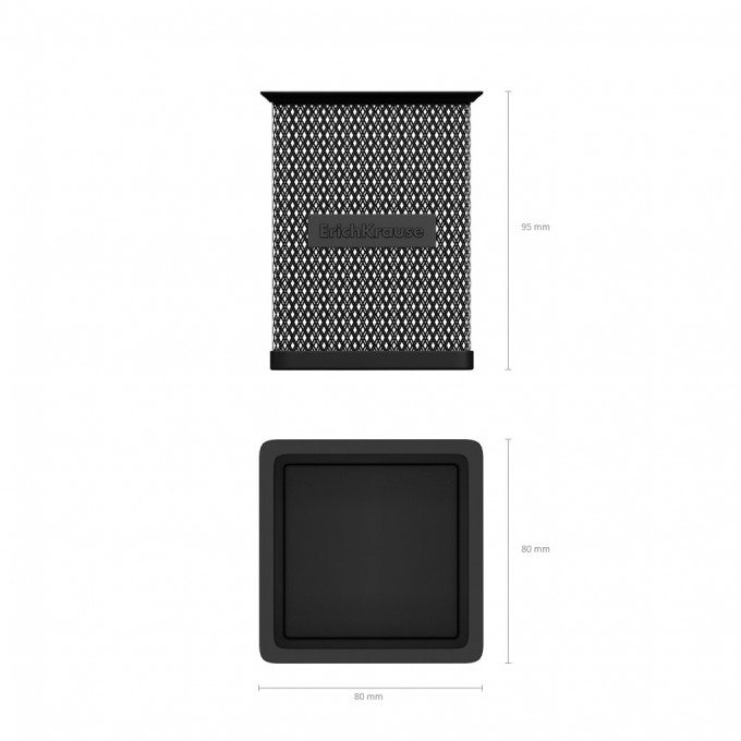 Portapenne quadrato classico Erichkrause Compass - Comoda organizzazione sulla scrivania - Materiale leggero traforato - Colore nero