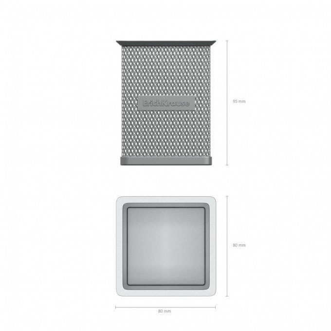 Portapenne quadrato classico Erichkrause Compass - Comoda organizzazione sulla scrivania - Materiale leggero traforato - Colore argento