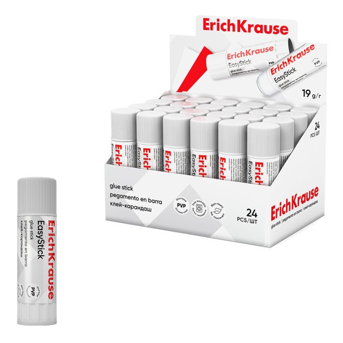 Colla stick ErichKrause EasyStick, 19 g (espositore da 24 pezzi)