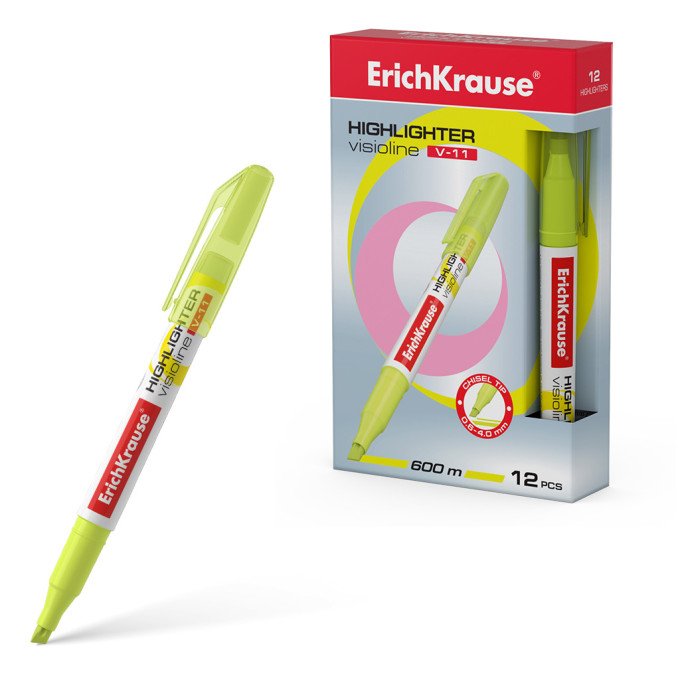 Evidenziatore ErichKrause® Visioline V-11, colore: giallo (confezione da 12 pezzi)