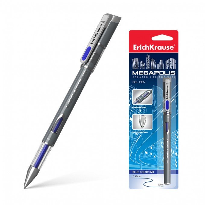 1 Penna a inchiostro gel ErichKrause MEGAPOLIS® Gel Stick 0,5, colore inchiostro: Blu