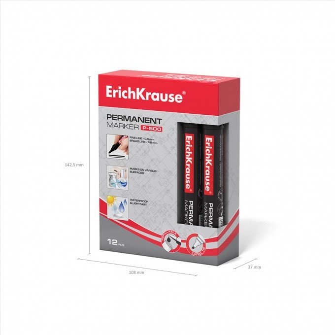 1 Marcatore permanente ErichKrause P-500, colore nero