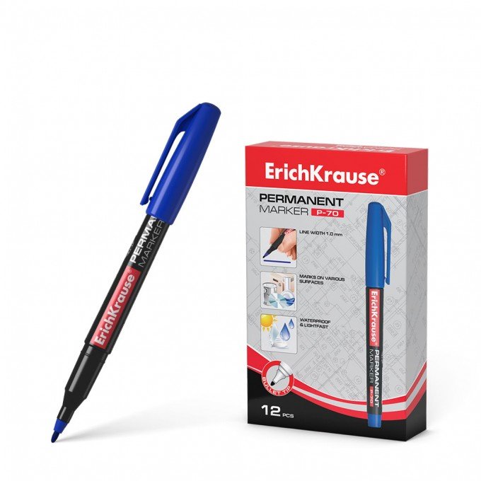 1 Marcatore permanente ErichKrause P-70, colore inchiostro: Blu