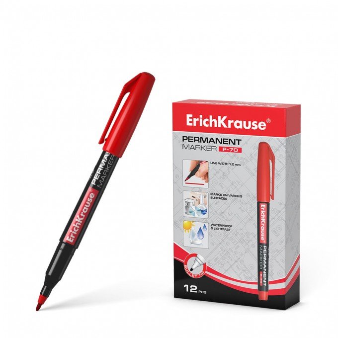 1 Marcatore permanente ErichKrause P-70, colore inchiostro: Rosso