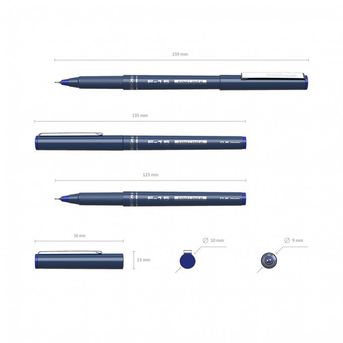 Fineliner ErichKrause F-15 Stick Classic di colore blu (blister 1 pz.)