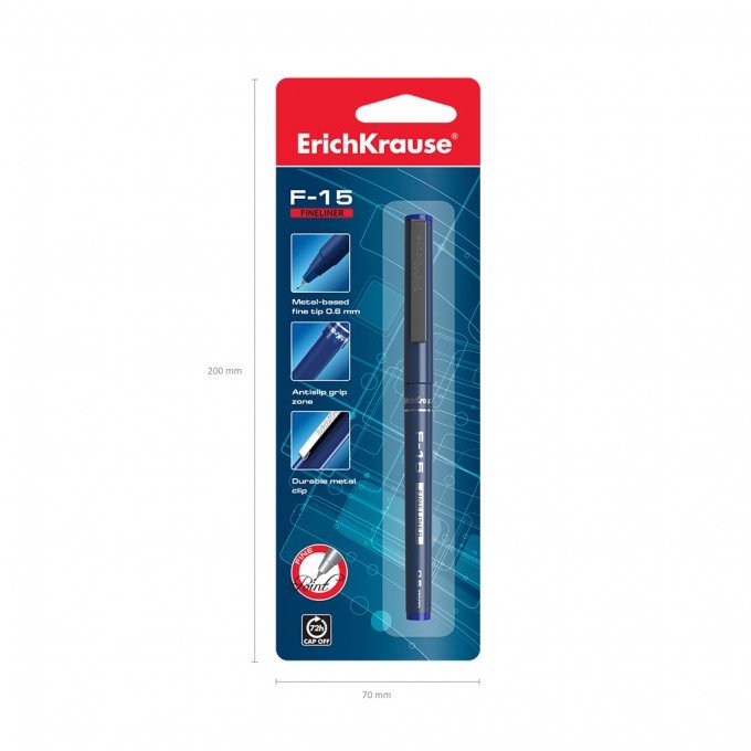 Fineliner ErichKrause F-15 Stick Classic di colore blu (blister 1 pz.)