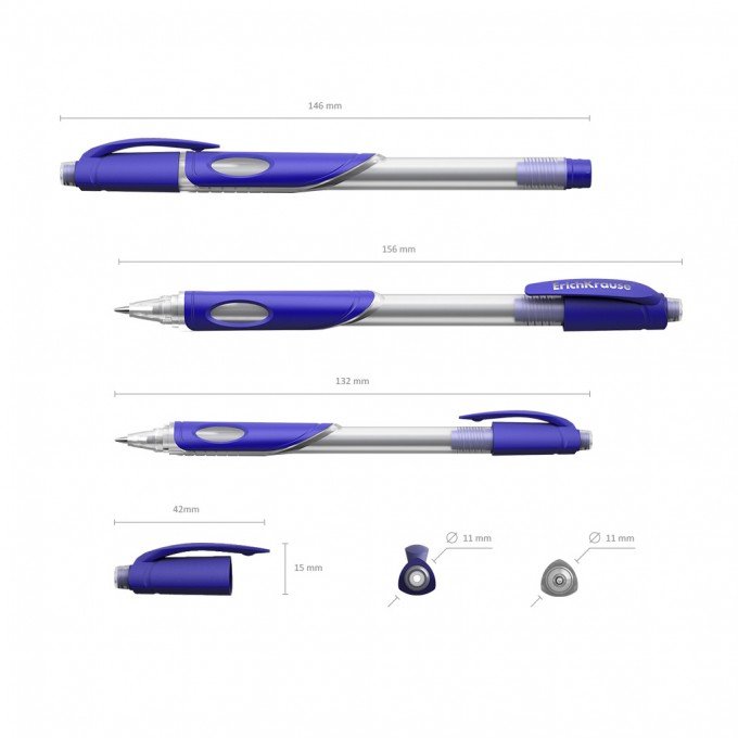 Penna cancellabile a inchiostro gel ErichKrause ErgoLine Magic Ice Stick&Grip 0,5, colore inchiostro blu (confezione da 10 pezzi).