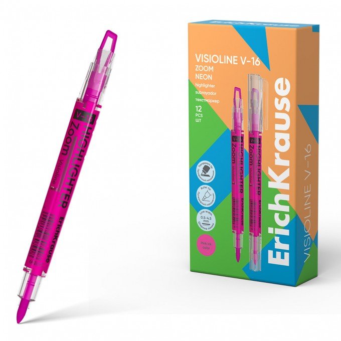 1 Evidenziatore doppia punta ErichKrause Visioline V-16 Zoom Neon, colore inchiostro: Rosa