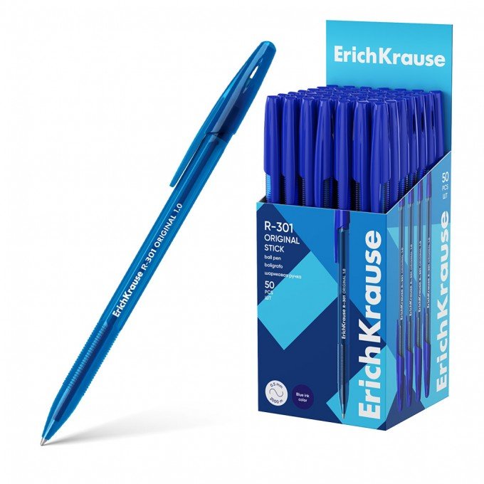 Penna a sfera ErichKrause R-301 Stick Original 1.0, colore inchiostro blu (confezione da 50 pz.)