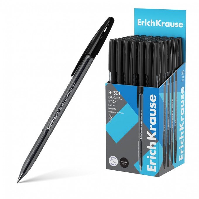 Penna a sfera ErichKrause R-301 Stick Original 1.0, colore inchiostro nera (confezione da 50 pz.)