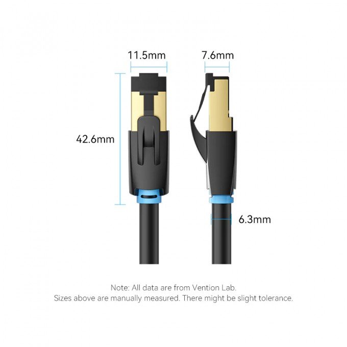 Cavo Ethernet Vention Cat 8 SFTP 2 Metri – 40Gbps, 2000MHz, RJ45 schermato – Alta velocità per gaming, streaming e reti professionali