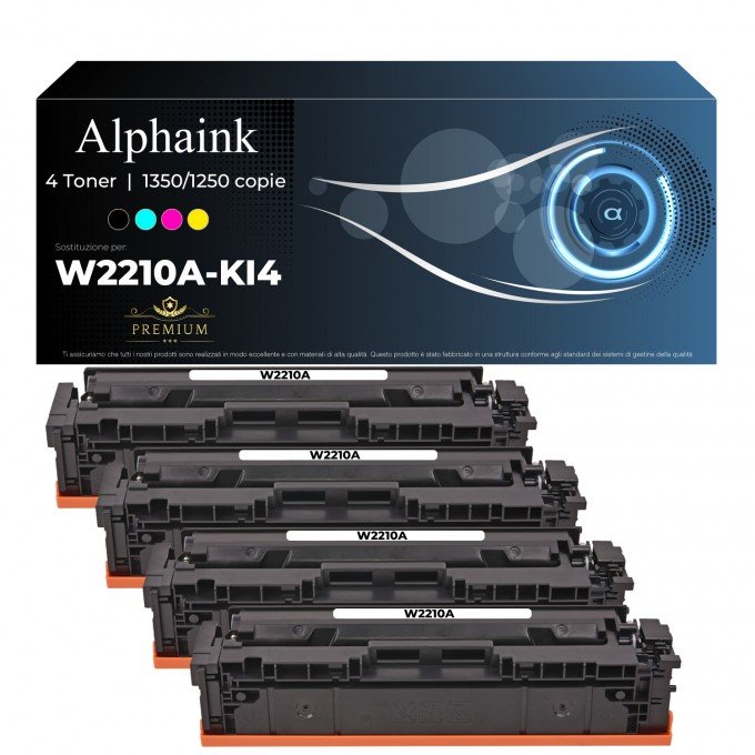 4 Toner per HP W2210A 207A MCVP Nero + Colore NO CHIP Compatibile