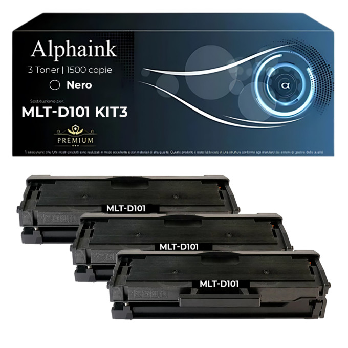 3 Toner Samsung MLT-D101 SU696A Nero Compatibili – Alphaink 3 Toner Samsung MLT-D101 SU696A Nero Compatibili – Alphaink