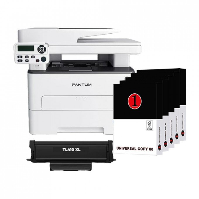 Stampante Pantum M7100DW con WiFi Scanner + 5 Risme di Carta A4 da 75gr + Toner Compatibile TL 410 XL