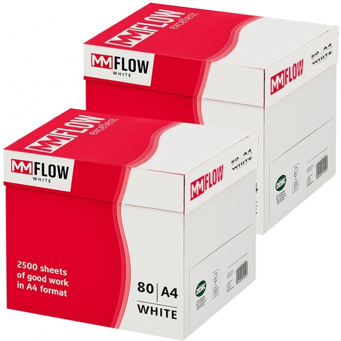Carta A4 80 gr MM FLOW EXCELLENT - 10 Risme Per Stampante, Ufficio, Fotocopie, Multiuso - Bianca